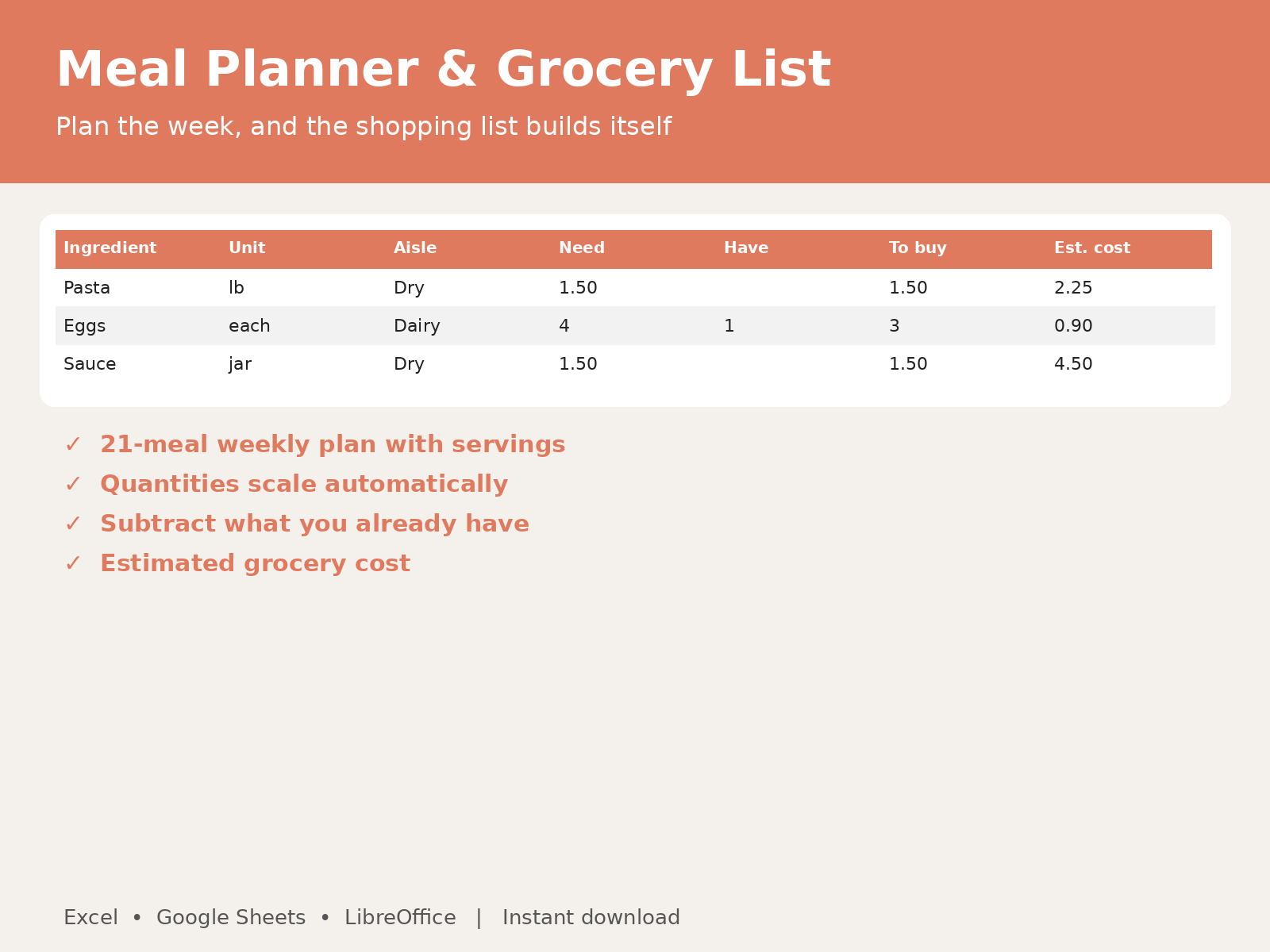 Meal Planner & Grocery List preview